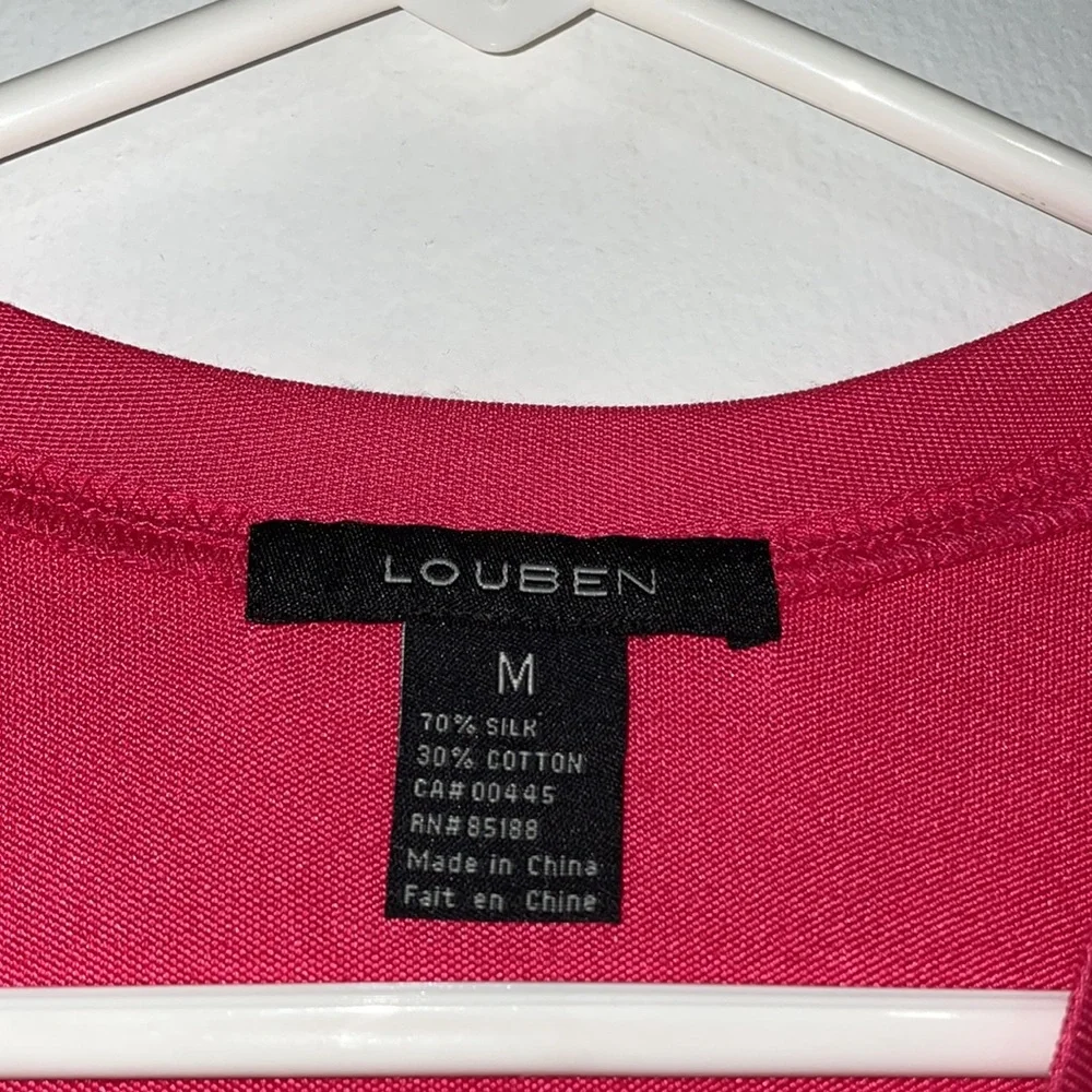 NWT Size M Louben Pink Short Sleeve Blouse - Picture 2 of 4